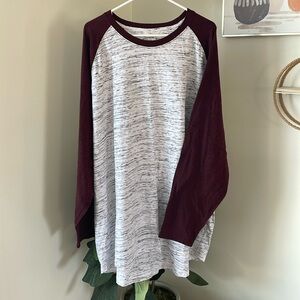 The Foundry Long Sleeve Top Men’s Big & Tall 4x Gray and Maroon